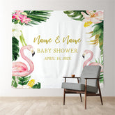 Lofaris Personalized Tropical Flamingo Bridal Shower Backdrop For Party